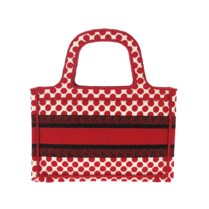 Red Dior Dioramour Mini Embroidered Canvas Dots Book Tote