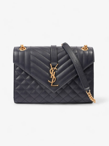 Saint Laurent Envelope Navy Blue Grained Leather Medium