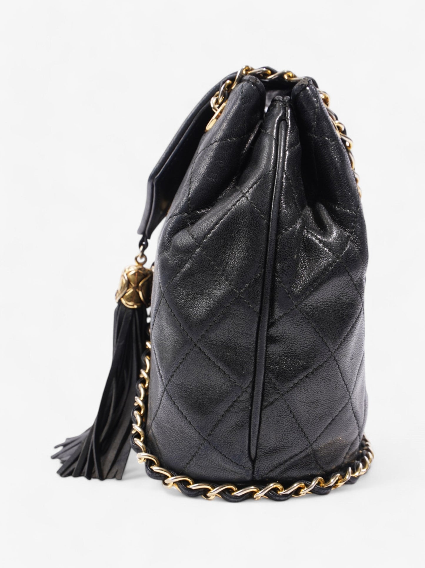 Chanel Classic Flap Tassel Black Lambskin Leather