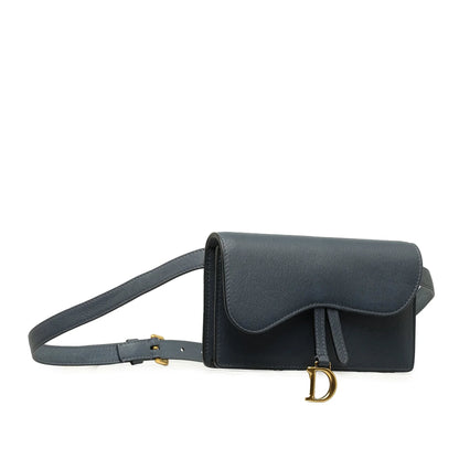 Blue Dior Leather Saddle Belt Bag