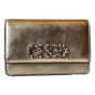 Jimmy Choo Kalina  Crossbody Clutch Bag Crystal Logo Metallic Gold