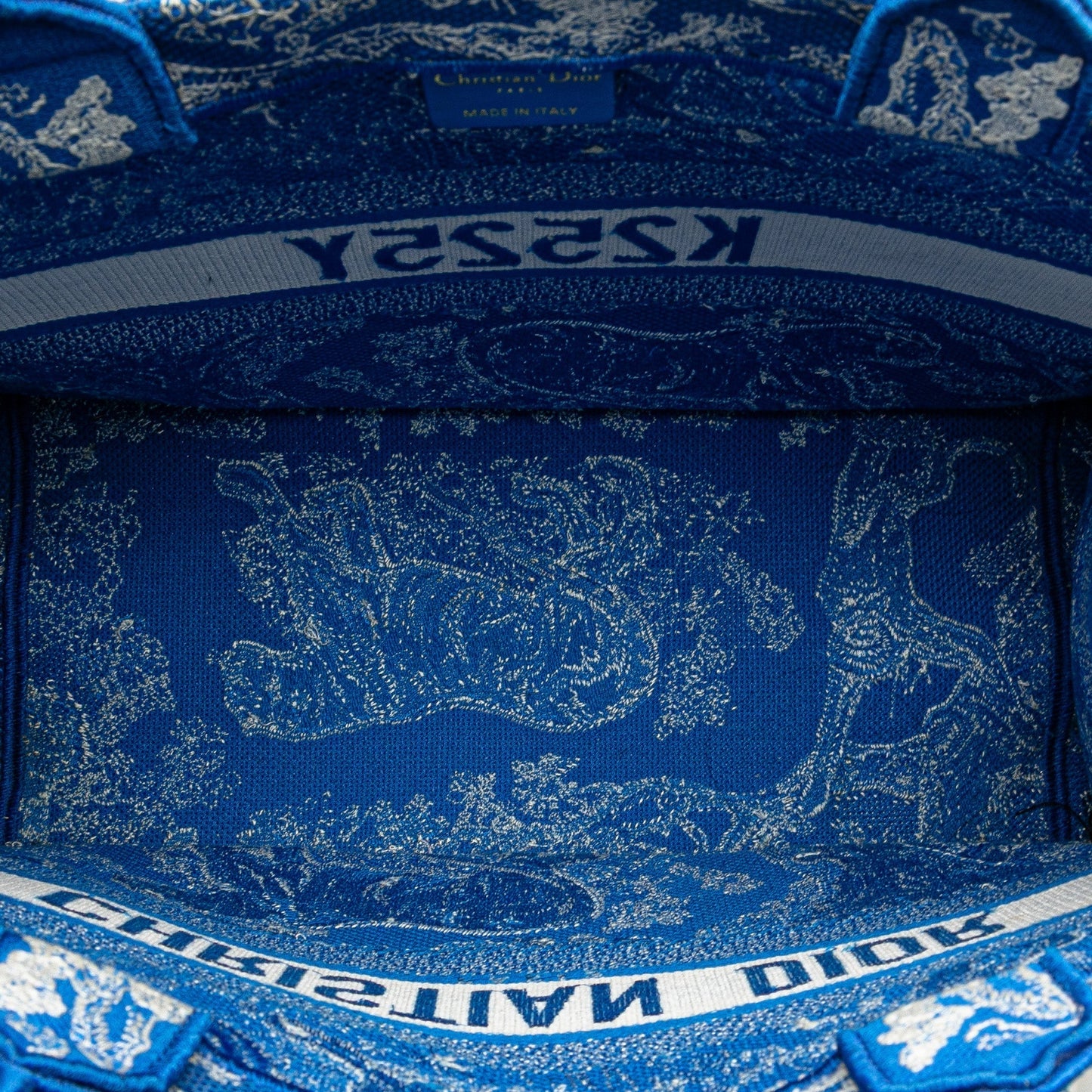 Blue Dior Medium Canvas Embroidered Dioriviera Toile De Jouy Book Tote