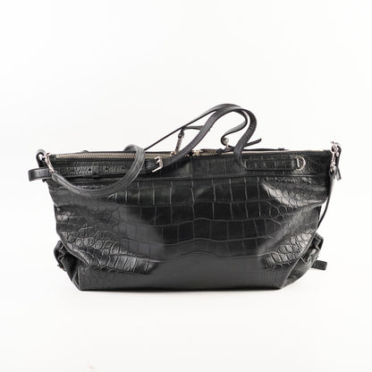 Saint Laurent Croc Embossed Tote Black