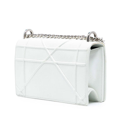White Dior Small Grained Calfskin Diorama Flap Crossbody Bag