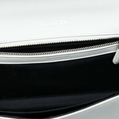 White Dior Small Grained Calfskin Diorama Flap Crossbody Bag