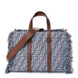 Fendi Denim Vitello King F is Fendi FF Embroidered Summer Tote Myrtle Dark Nut