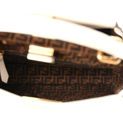 Fendi Vitello Seta Suede FF Mini Peekaboo Iconic Satchel Uovo Sigaro Marrone