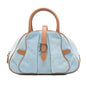 Blue Dior Mini Denim Double Saddle Bowler Bag