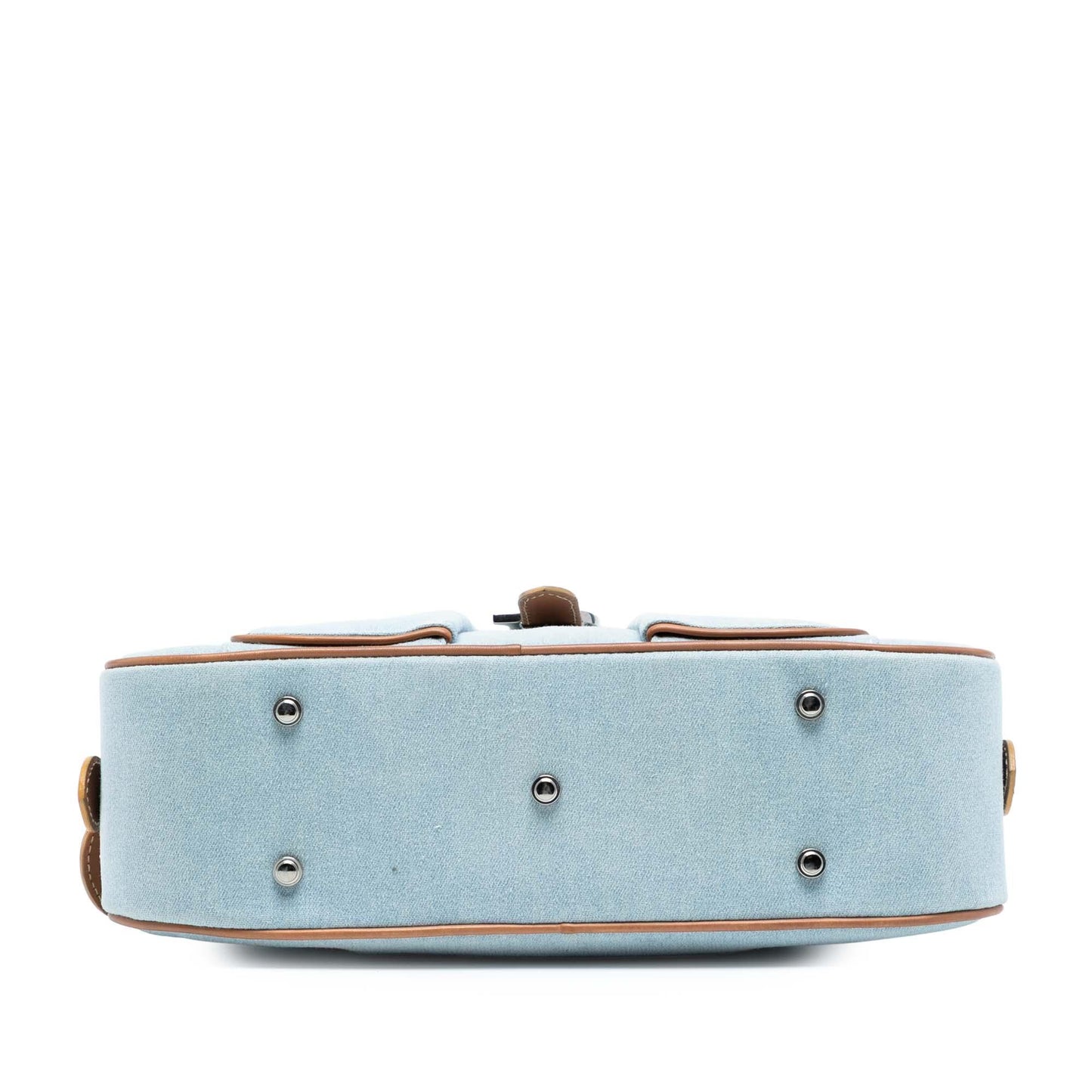 Blue Dior Mini Denim Double Saddle Bowler Bag