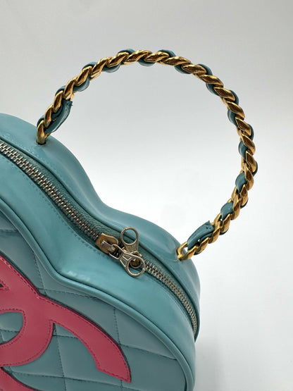 Chanel 1995 Barbie Blue Pink Heart Vanity Bag
