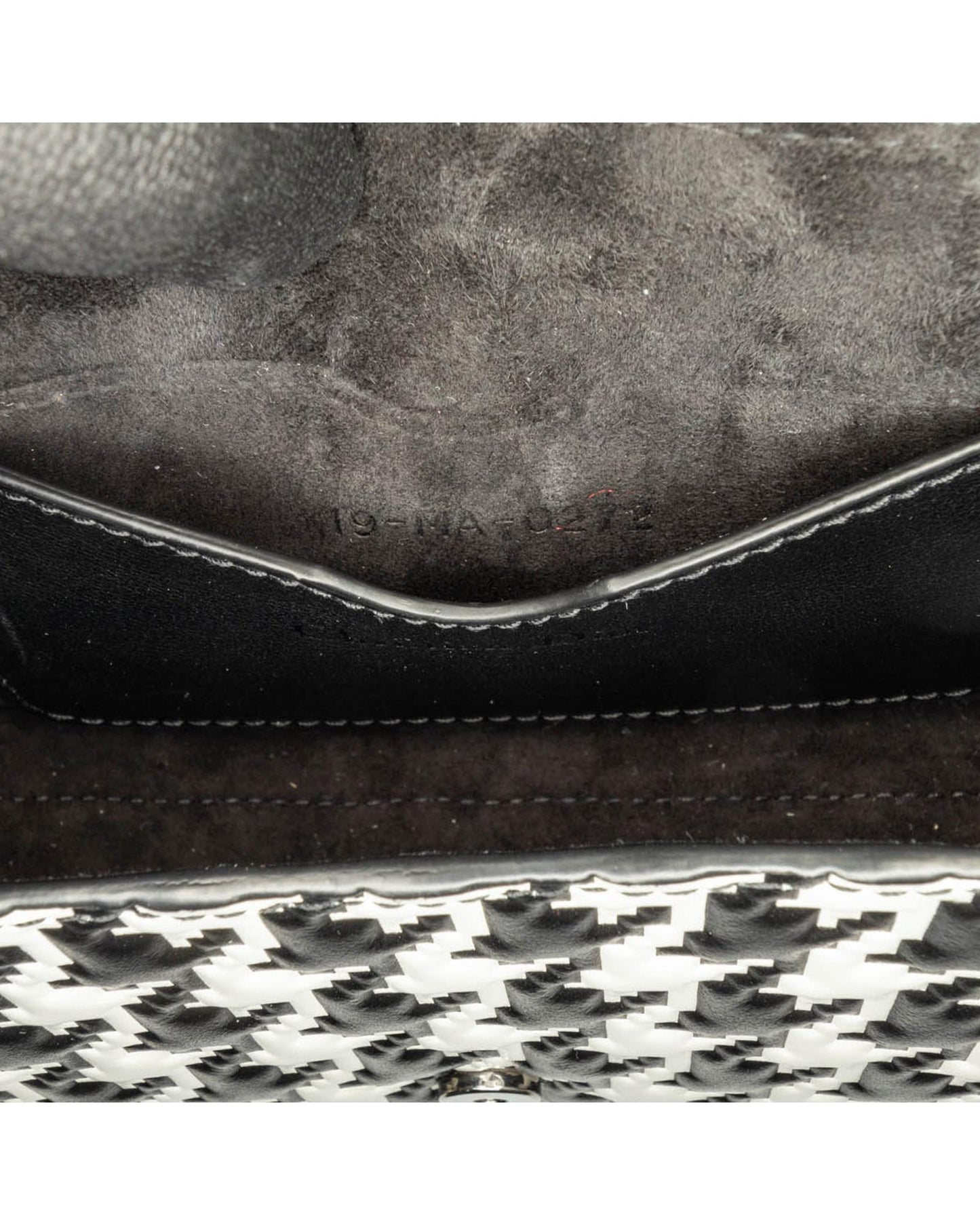 Embossed Calfskin Houndstooth East West Crossbody Bag with Buckle Closure