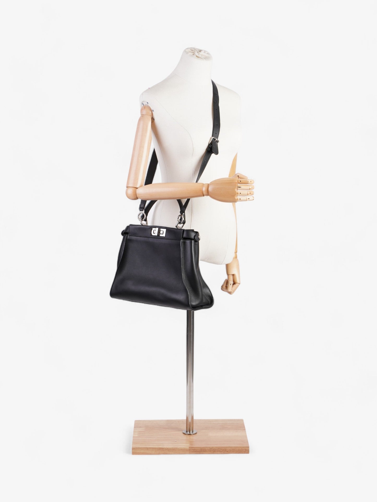 Fendi Peekaboo Black Lambskin Leather Medium