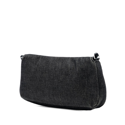 Gray Dior Denim Malice Flap Shoulder Bag