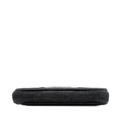 Gray Dior Denim Malice Flap Shoulder Bag