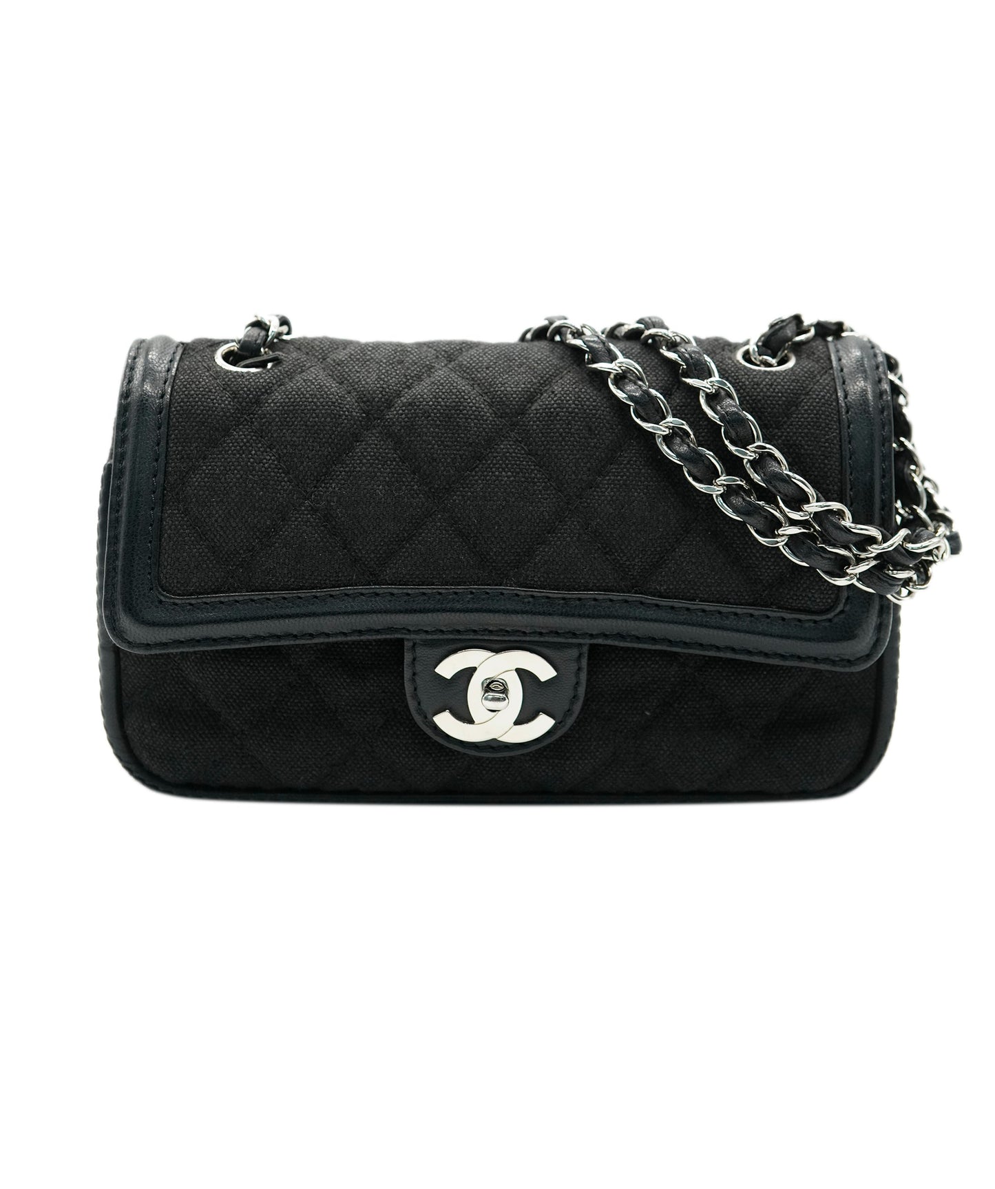 Chanel Flap Canvas Black Shoulder Bag