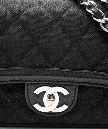 Chanel Flap Canvas Black Shoulder Bag