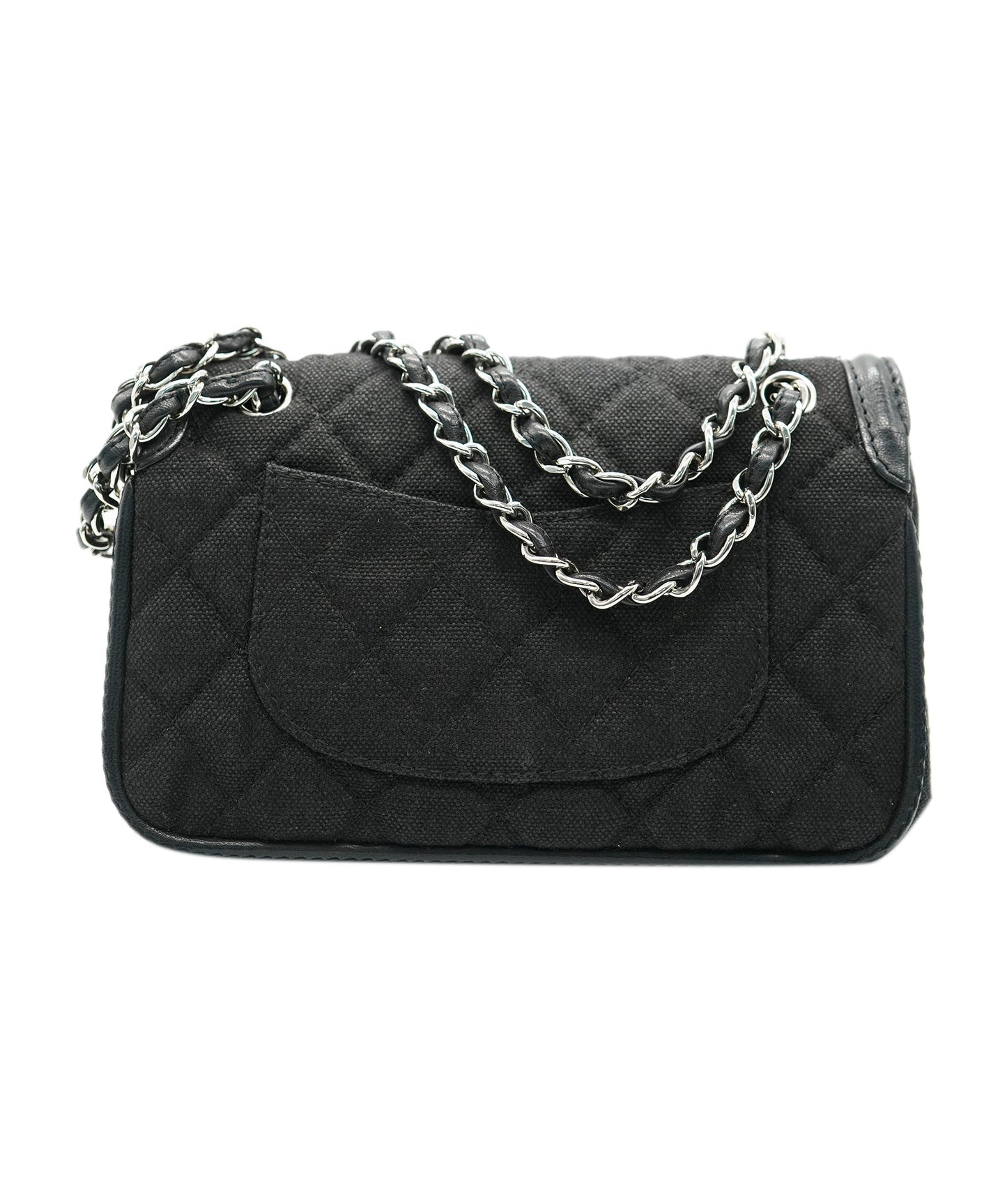 Chanel Flap Canvas Black Shoulder Bag