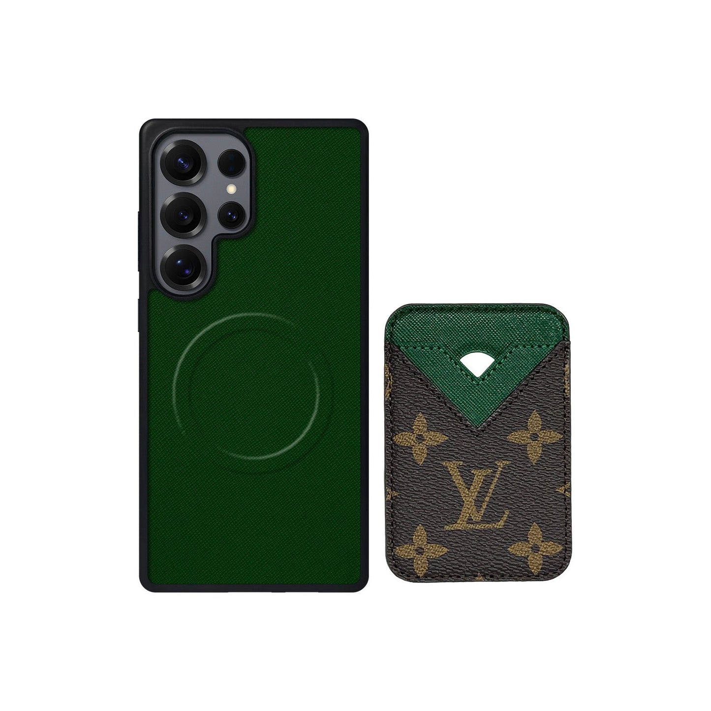 MAGSAFE CARDHOLDER LV GREEN AND BROWN MONOGRAM