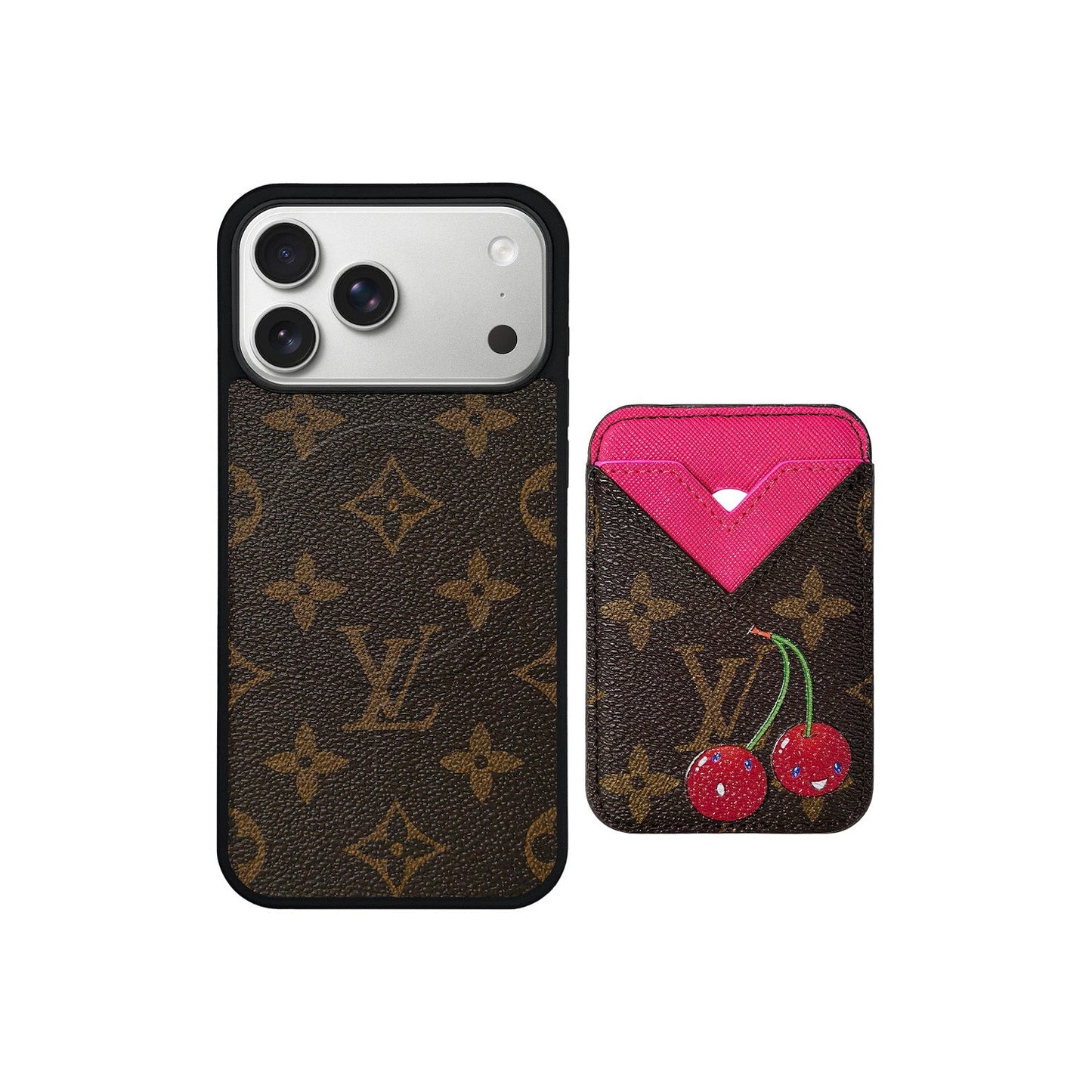 SET MAGSAFE CARDHOLDER LV CHERRY PINK