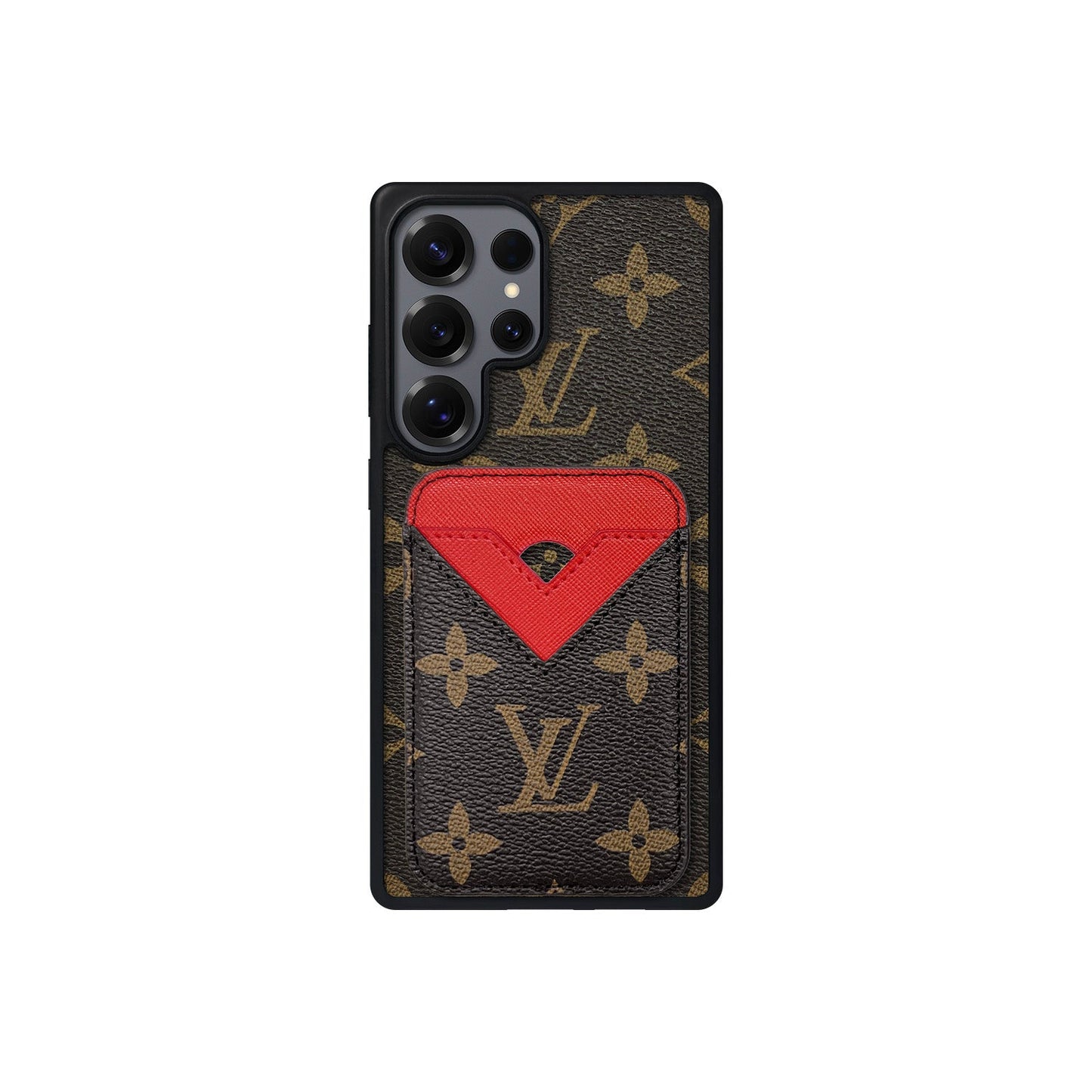 SET MAGSAFE CARDHOLDER LV MONOGRAM BROWN WITH RED