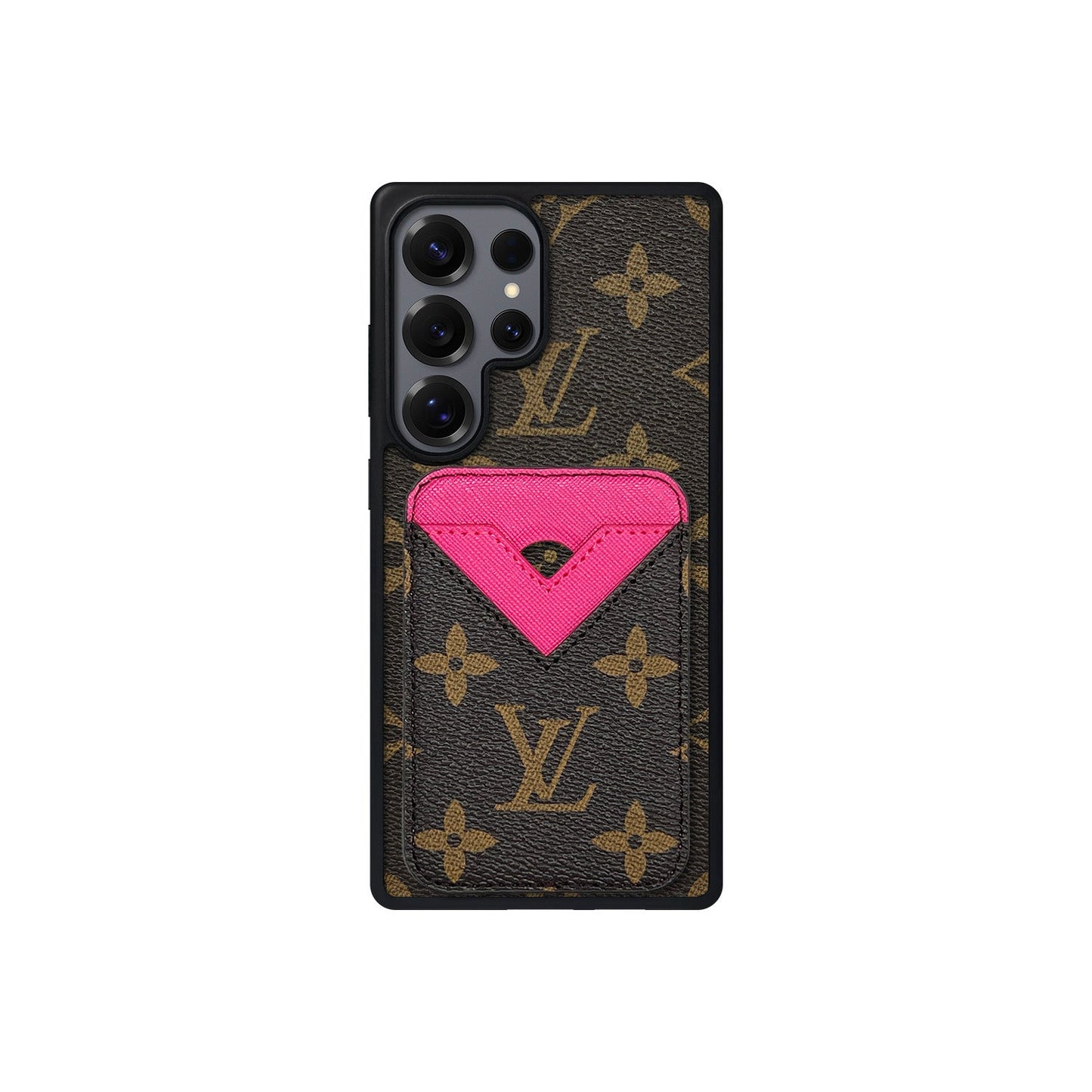 SET MAGSAFE CARDHOLDER LV MONOGRAM BROWN WITH PINK