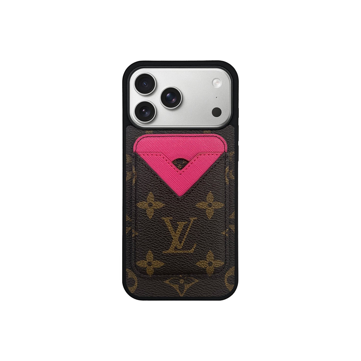 SET MAGSAFE CARDHOLDER LV MONOGRAM BROWN WITH PINK