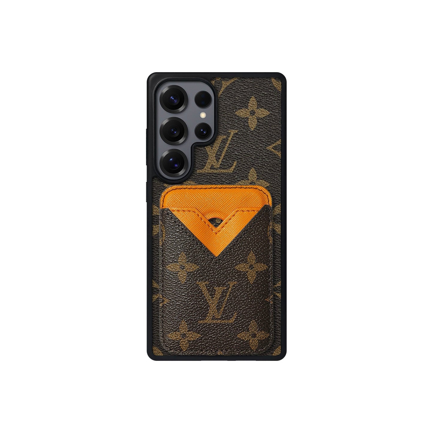 SET MAGSAFE CARDHOLDER LV MONOGRAM BROWN WITH ORANGE