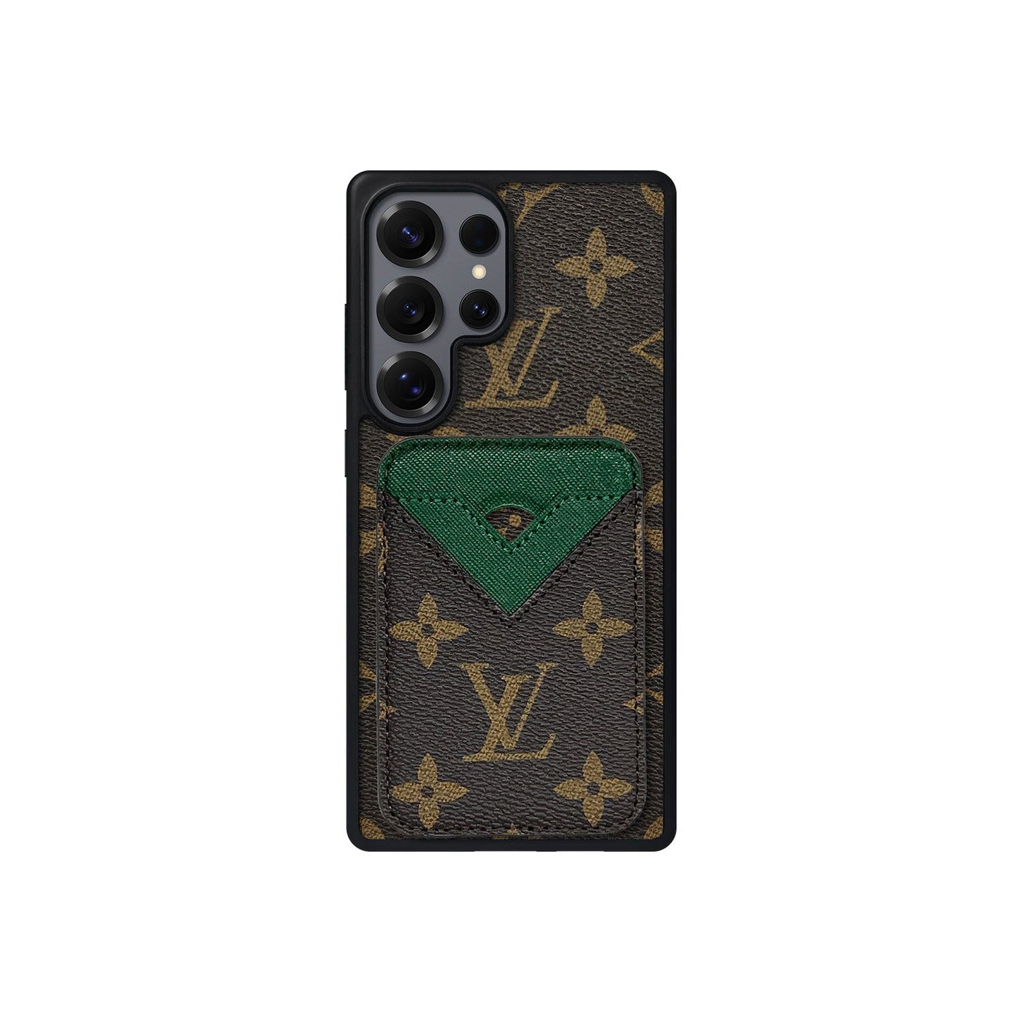 SET MAGSAFE CARDHOLDER LV MONOGRAM BROWN WITH GREEN