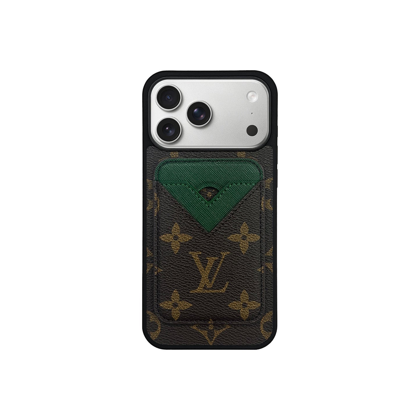 SET MAGSAFE CARDHOLDER LV MONOGRAM BROWN WITH GREEN