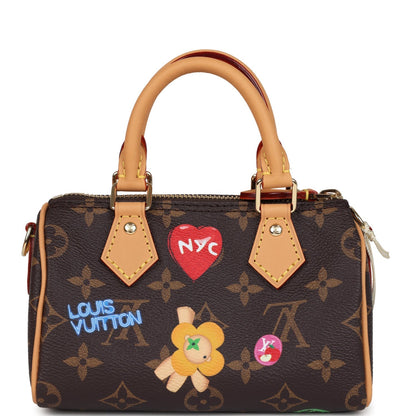 Louis Vuitton "57th Street NYC" Nano Speedy Bag Brown Monogram Gold Hardware