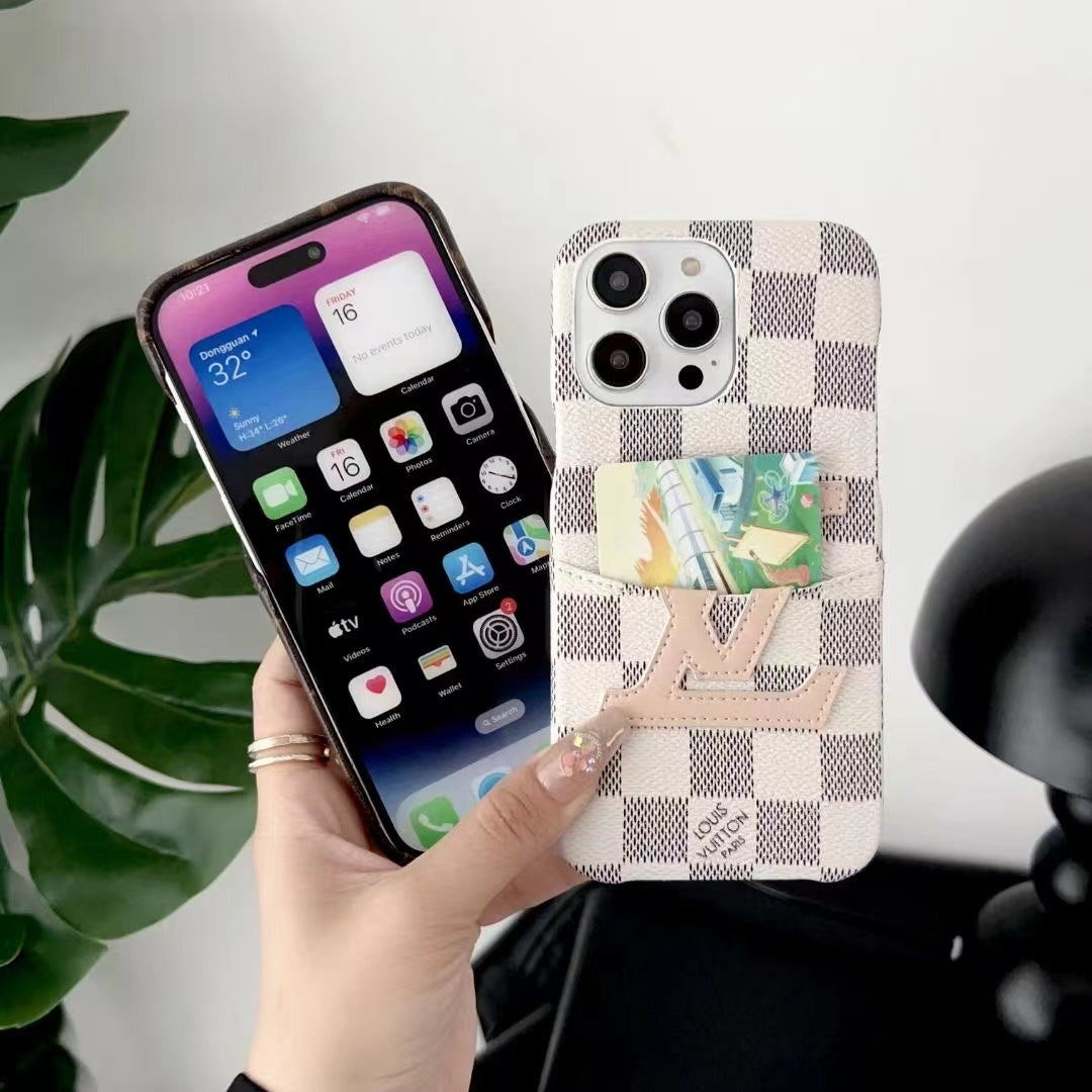 Card Holder LV iPhone Case Luxury Pattern