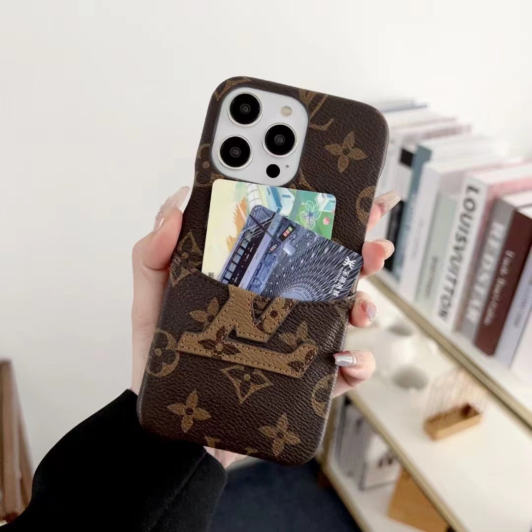 Card Holder LV iPhone Case Luxury Pattern