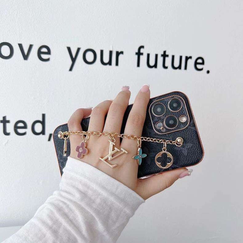 LV Phone Case with Strap Ornament for iPhone 1116 Series