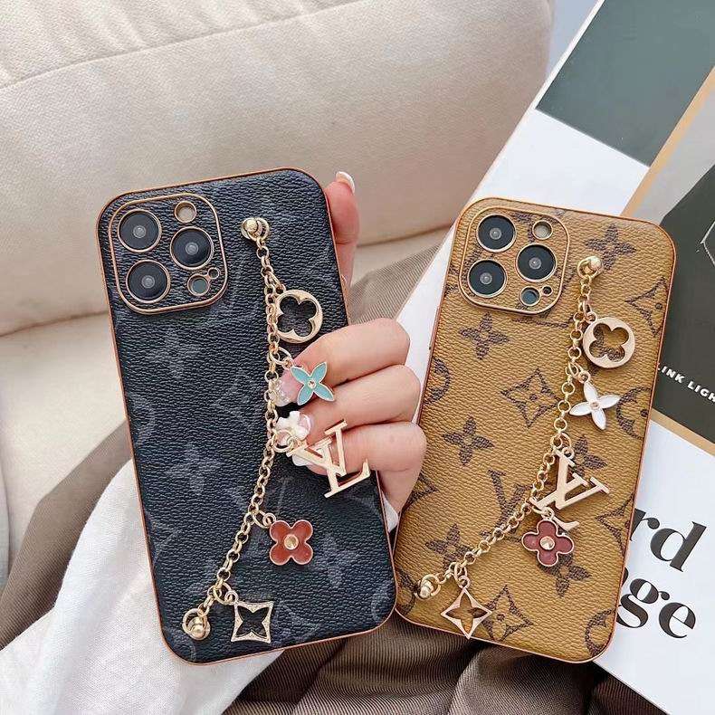 LV Phone Case with Strap Ornament for iPhone 1116 Series