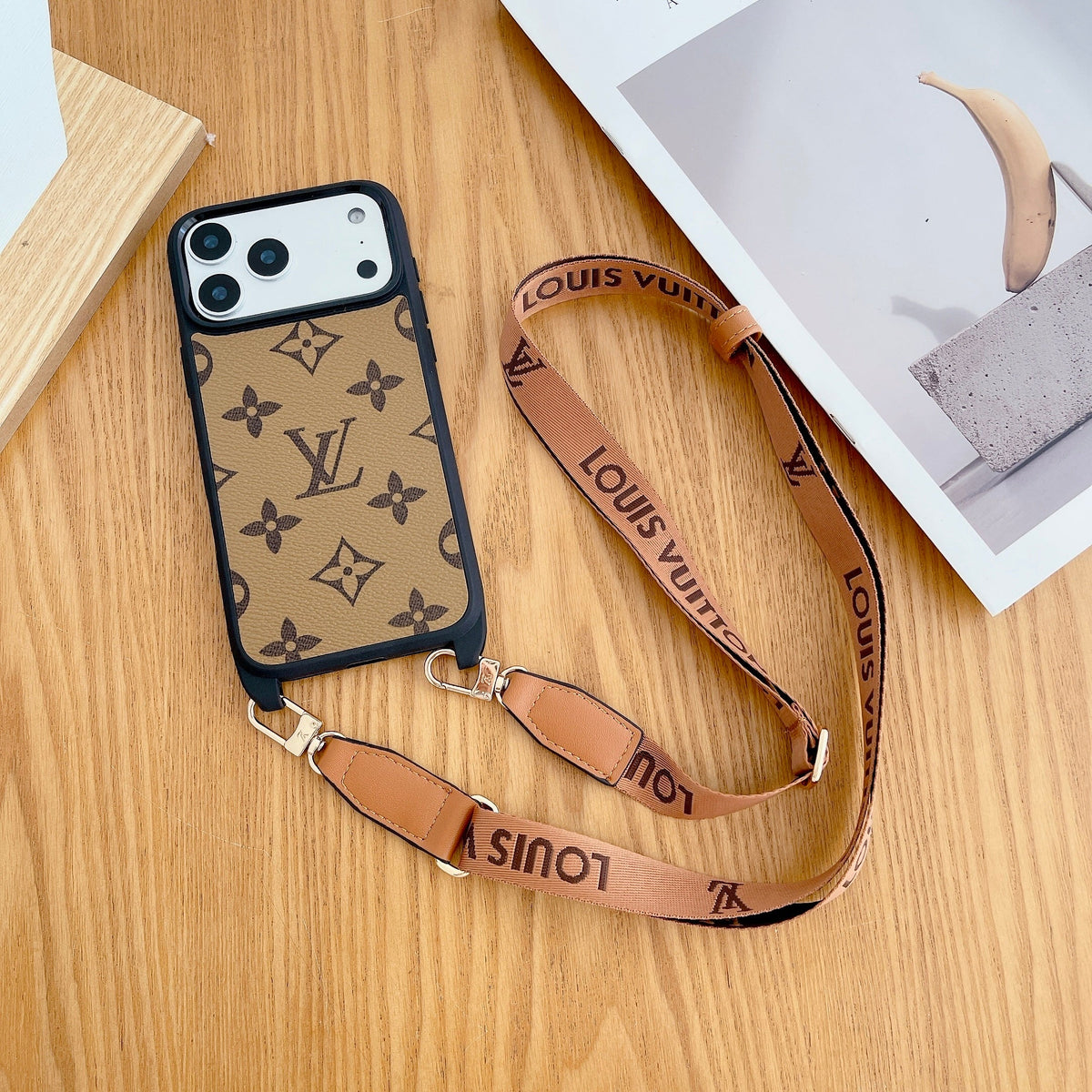 Lv Classic Monogram Iphone Case Crossbody For 13-17 / Pro / Pro Max / 18 Pro / 18 Pro Max