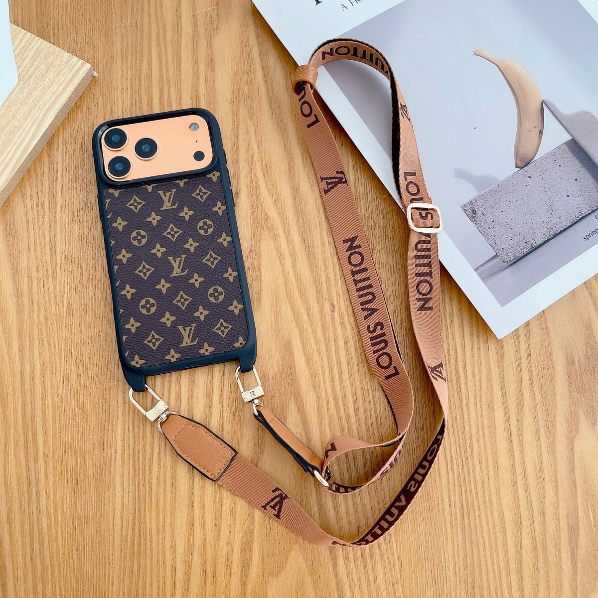 Lv Classic Monogram Iphone Case Crossbody For 13-17 / Pro / Pro Max / 18 Pro / 18 Pro Max