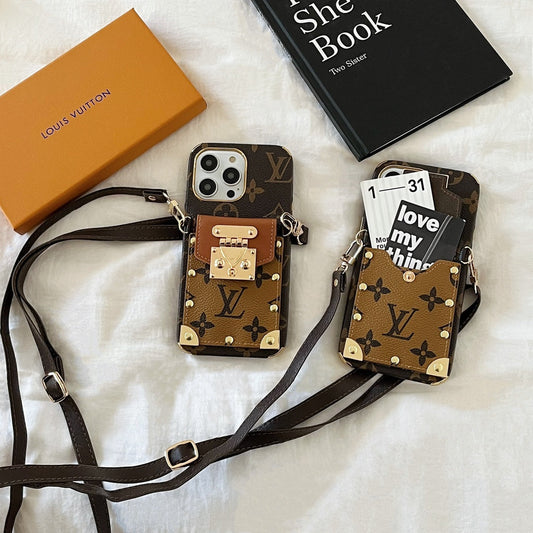 LV Phone Case Crossbody Lanyard Card Slot for iPhone