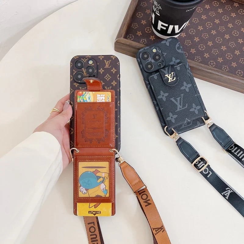 Lv Crossbody Phone Case For Iphone 12-16 Pro Max Plus / 18 Pro / 18 Pro Max