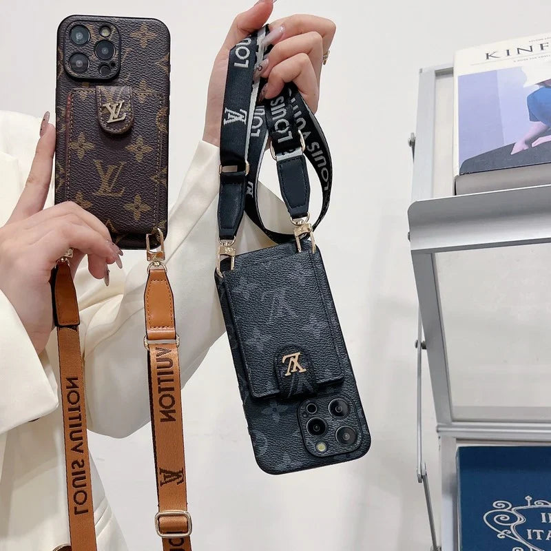 Lv Crossbody Phone Case For Iphone 12-16 Pro Max Plus / 18 Pro / 18 Pro Max