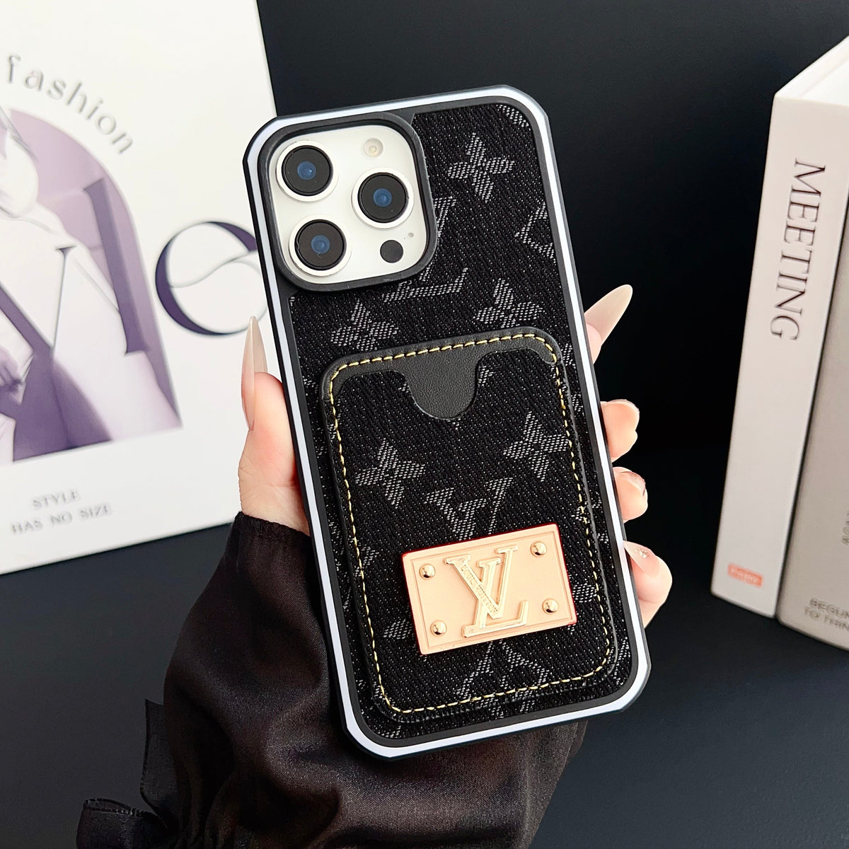 Lv Iphone Case Denim Card Holder For 12-16 Pro Max / 18 Pro / 18 Pro Max