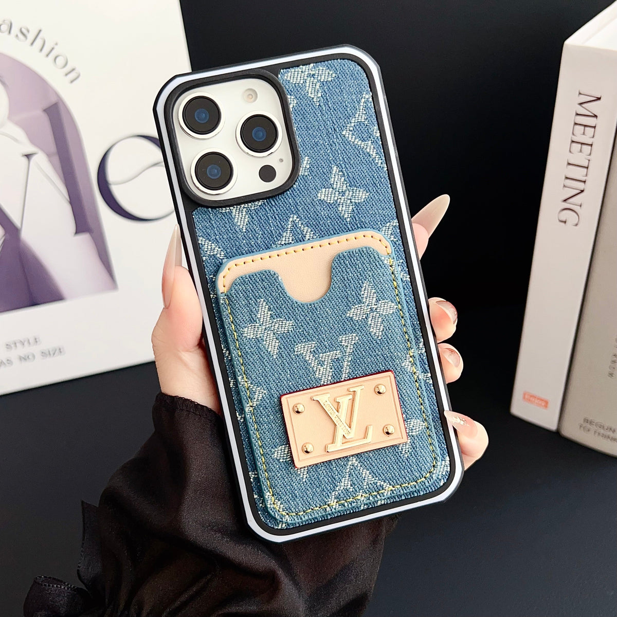 Lv Iphone Case Denim Card Holder For 12-16 Pro Max / 18 Pro / 18 Pro Max