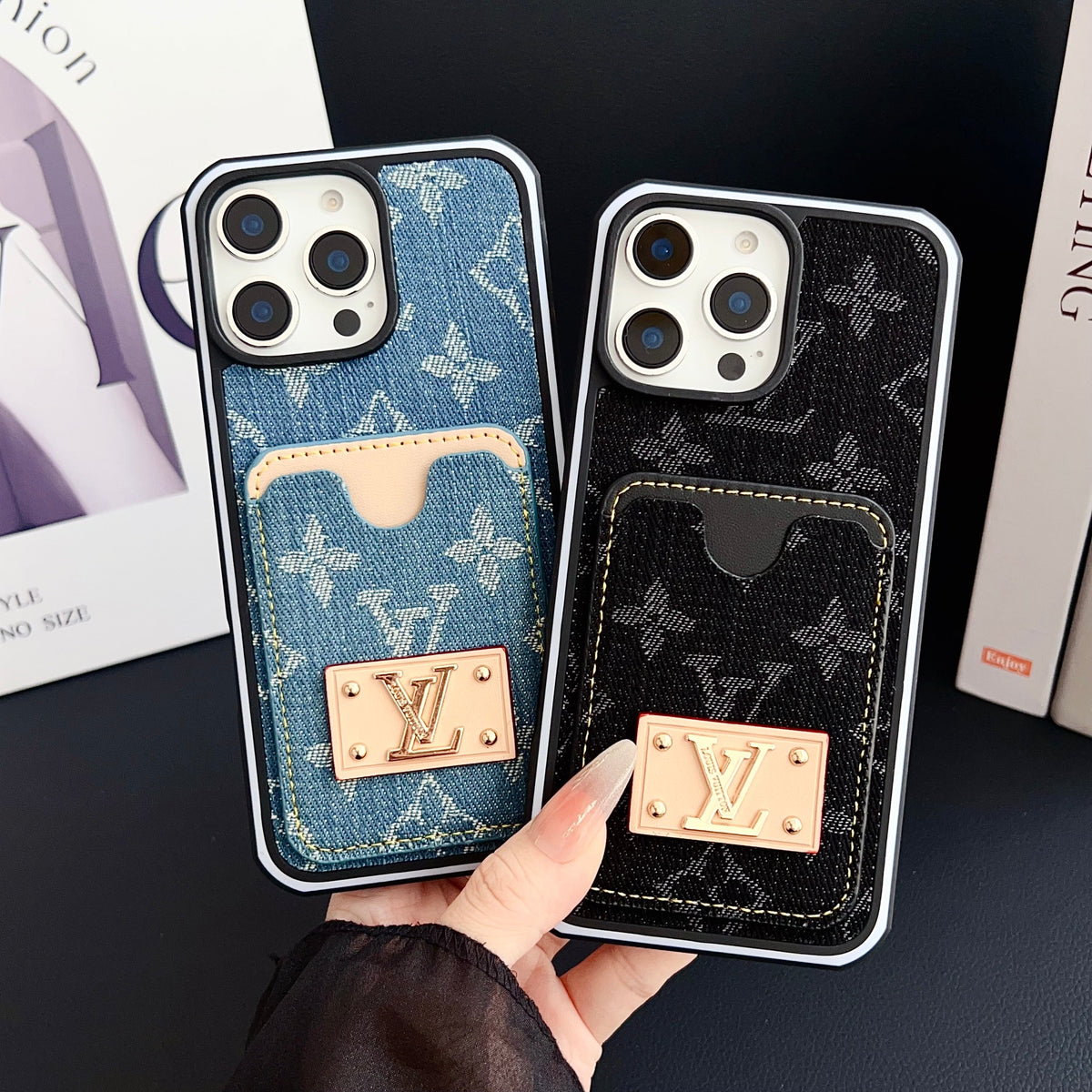 Lv Iphone Case Denim Card Holder For 12-16 Pro Max / 18 Pro / 18 Pro Max