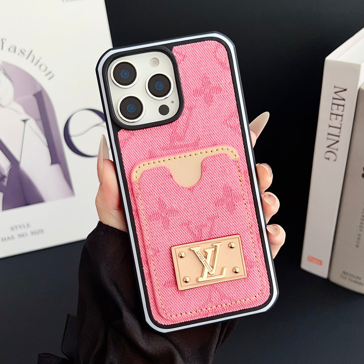 Lv Iphone Case Denim Card Holder For 12-16 Pro Max / 18 Pro / 18 Pro Max