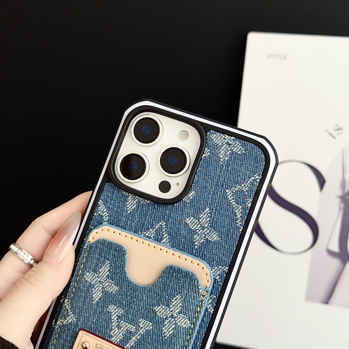 LV iPhone Case Denim Card Holder for 1216 Pro Max