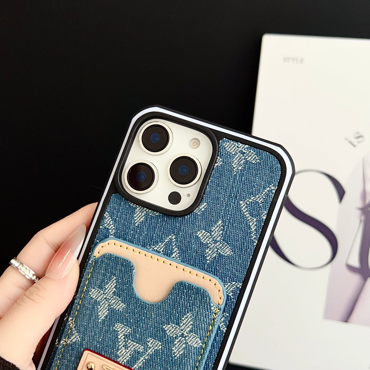 Lv Iphone Case Denim Card Holder For 12-16 Pro Max / 18 Pro / 18 Pro Max