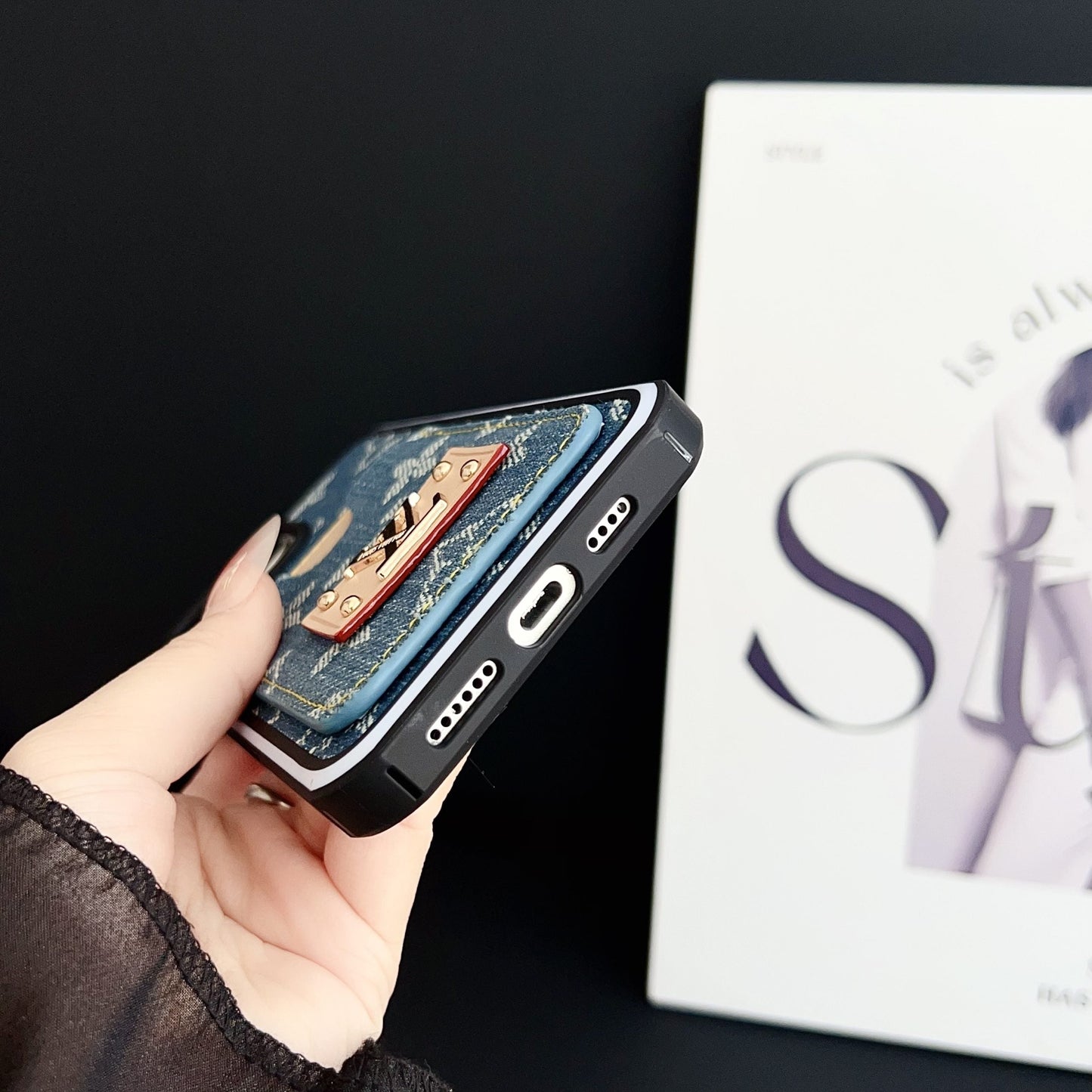 LV iPhone Case Denim Card Holder for 1216 Pro Max
