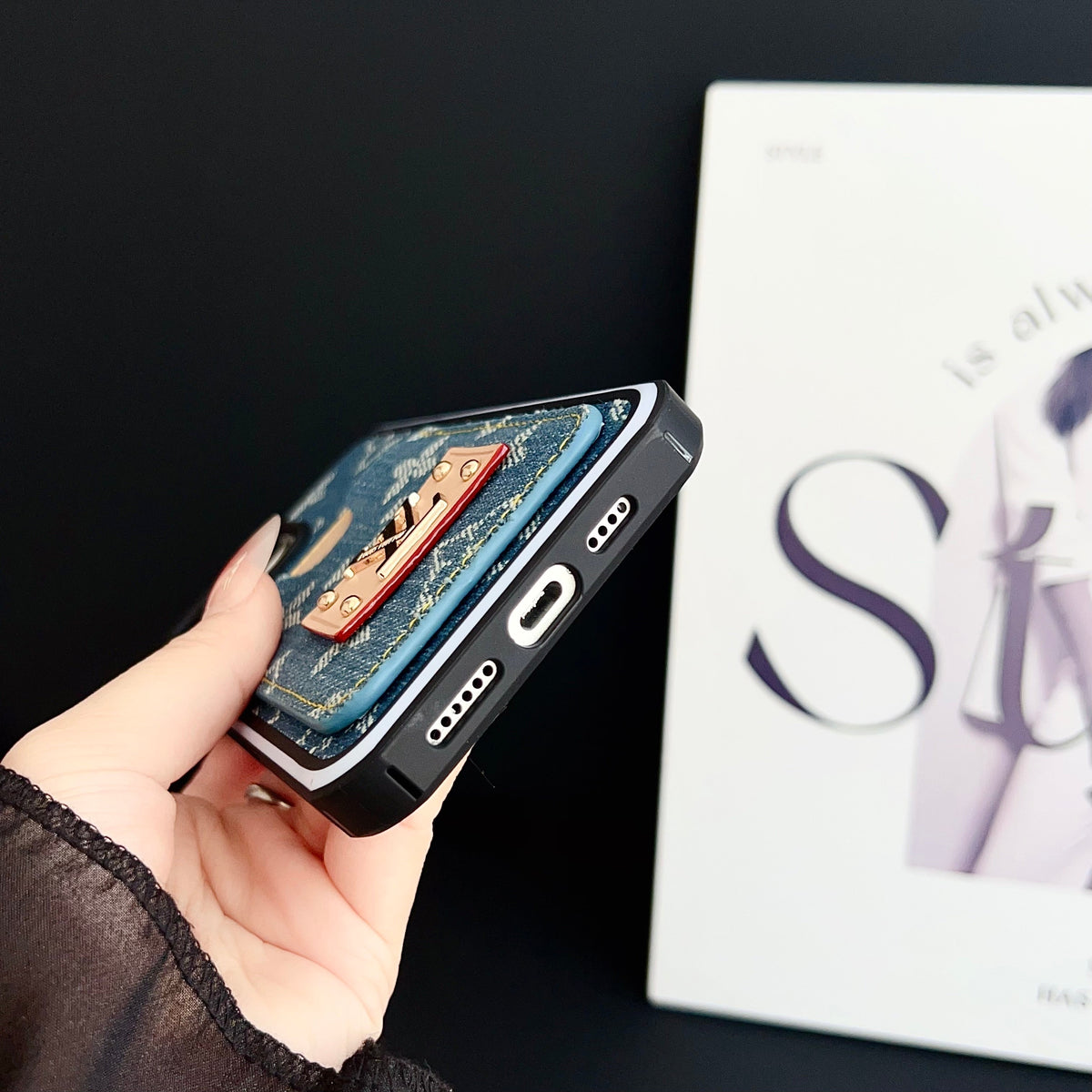 Lv Iphone Case Denim Card Holder For 12-16 Pro Max / 18 Pro / 18 Pro Max