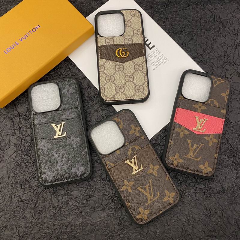 Luxury Leather LV Phone Case Style Card Holder for iPhone