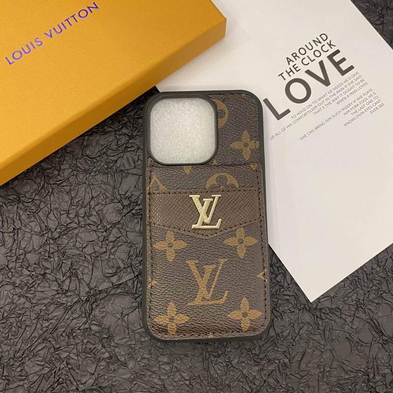 Luxury Leather LV Phone Case Style Card Holder for iPhone