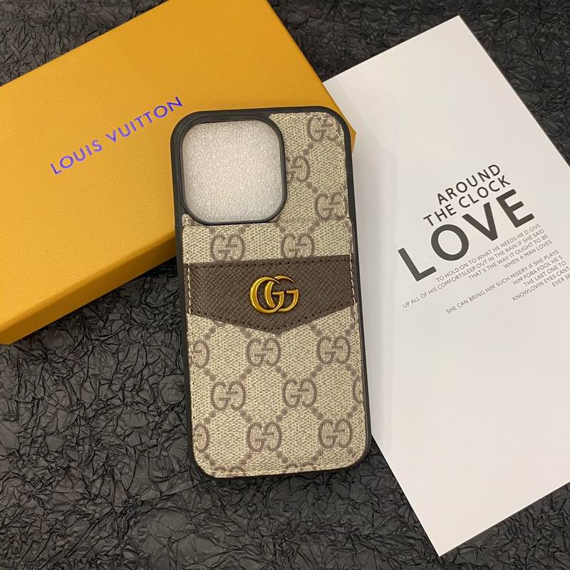 Luxury Leather LV Phone Case Style Card Holder for iPhone